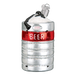 The Aluminum Beer Keg 32316 Old World Christmas Ornament is a shiny silver, hand-painted glass decoration shaped like a beer keg, featuring a red BEER band, pull-tab top, and glittery foam.