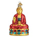 The Buddha 36257 Old World Christmas Ornament features a seated Buddha in gold glass with a red robe, jeweled base, and blessing gesture. Hand-painted and mouth-blown, it includes a metal loop for easy hanging on your tree.