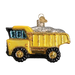 The Toy Dump Truck 44085 Old World Christmas Ornament is a hand-painted glass piece in yellow with glittery silver details, adding playful elegance to your tree.