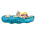 The hand-painted Swimming Old World Christmas Ornament 44130 features a blonde swimmer with red goggles in blue water. Perfect for the holidays, it includes a festive gold loop for hanging.