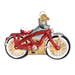 The Cruiser Bike 46063 Old World Christmas Ornament is a vintage-style red cruiser bike with sparkling details, a white seat, and gold accents. It features a loop on top for easy hanging.