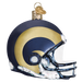 Add a sporty flair to your festive decor with the Los Angeles Rams Helmet 71717 Old World Christmas Ornament. This decorative piece is shaped like a football helmet and features a hand-painted blue and gold design adorned with a spiral pattern reminiscent of the team's iconic style. Complete with a gold cap, it's perfect for hanging on your holiday tree.