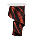 The 2.5 Red Black Giant Glitter Diagonal Stripe Ribbon RGA1295CM features red and black diagonal stripes with a polyester wire edge, allowing easy shaping. Unrolled, it reveals its shimmering glitter texture.