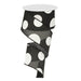The 2.5 Large Multi Dot Black White Ribbon RX9143X6 features black polyester with large white polka dots, partially unwound and twisted, adding a playful touch to any project.