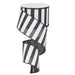 A 2.5 roll of Navy Blue White Horizontal Stripe Ribbon (RX9149TR) is loosely coiled, showcasing its texture and pattern against a plain white background, emphasizing its elegant design.