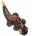 A black salamander figurine with gold and red glitter patterns, this mouth-blown hand-painted glass piece resembles the Carlos Grey Red Gold Lizard Inge-Glas Christmas Ornament 111612, displayed against a white background.